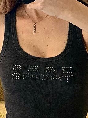 Bebe 90s Vintage Dark Grey Ribbed Tank Top. Size SMALL